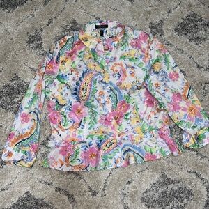 Lauren Ralph Lauren Multi color Floral Button Front Blouse sz16